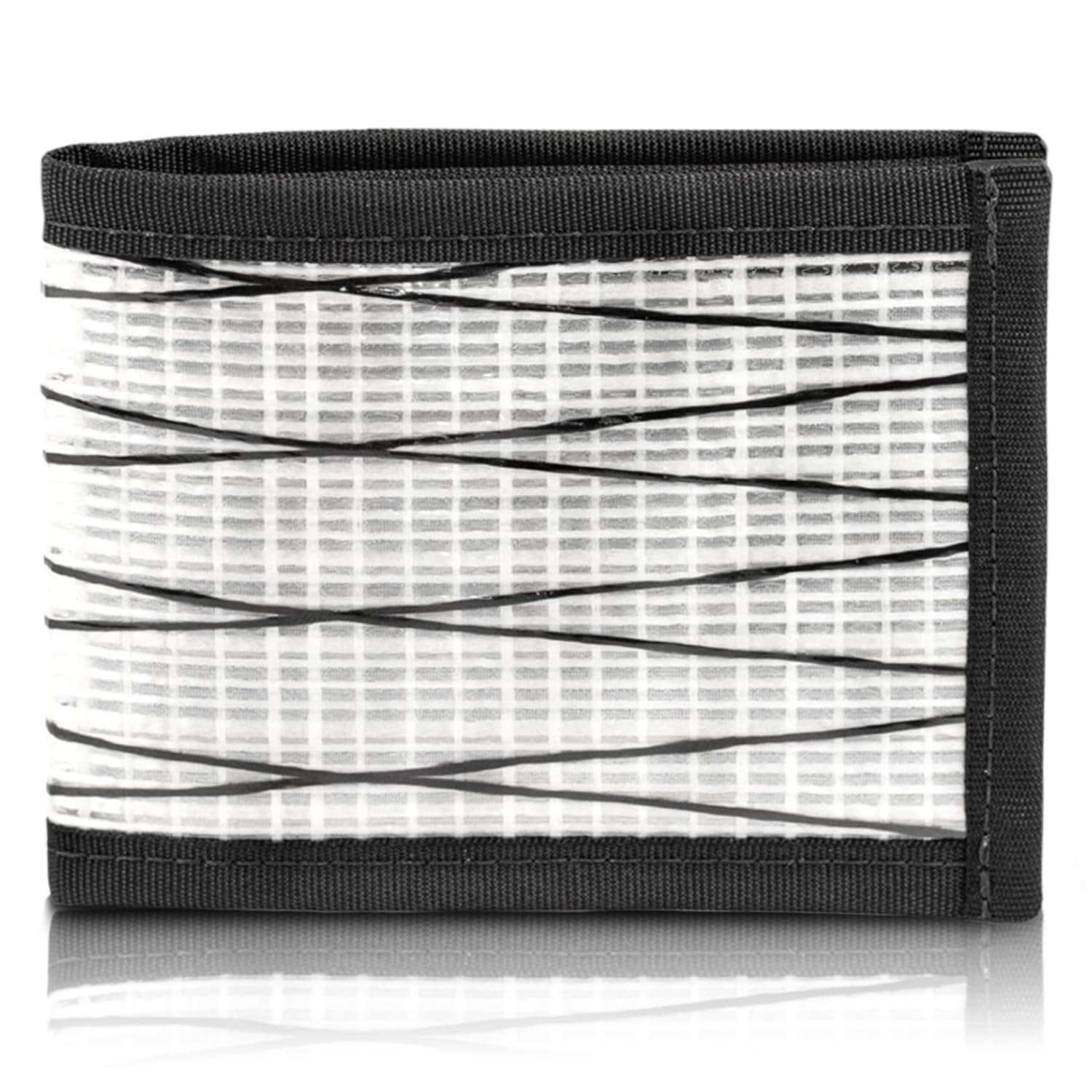 Flowfold Vanguard Recycled Sailcloth Bifold Wallet | Slim and Durable with Cash pocket, Two Hidden Card Pockets and Two ID Windows | Holds 10-12 Cards | Minimalist Wallet Made in USA | White Sailcloth