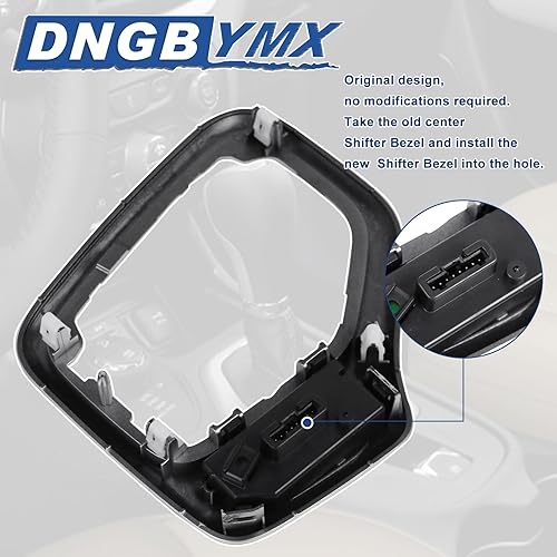 Miniatura 4 de Dngbymx Bisel de palanca de cambios con arnés compatible con Jeep Cherokee 2014 2015 2016 2017 2018 plateado reemplazo # 601-402