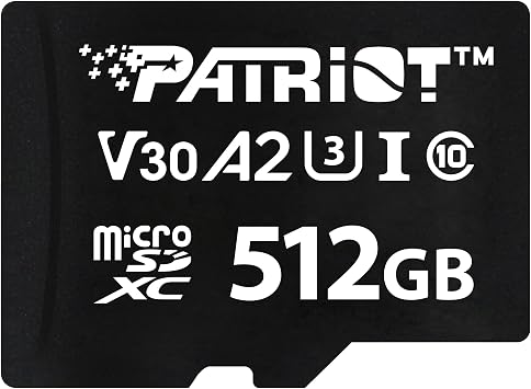 Patriot Memory VX Series 512GB Micro SDXC V30 A2 UHS-I U3 4K UHD Memory Card - PSF512GVX32MCX