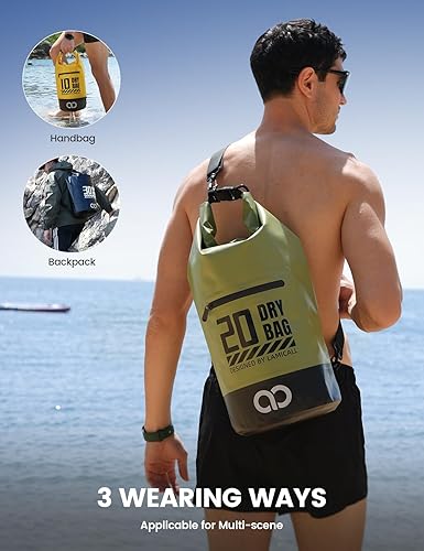 Miniatura 5 de Lamicall Dry Bag - Mochila impermeable - duradera y flotante 5L10L20L30L40L Bolsa grande a prueba de agua con funda impermeable para teléfono para