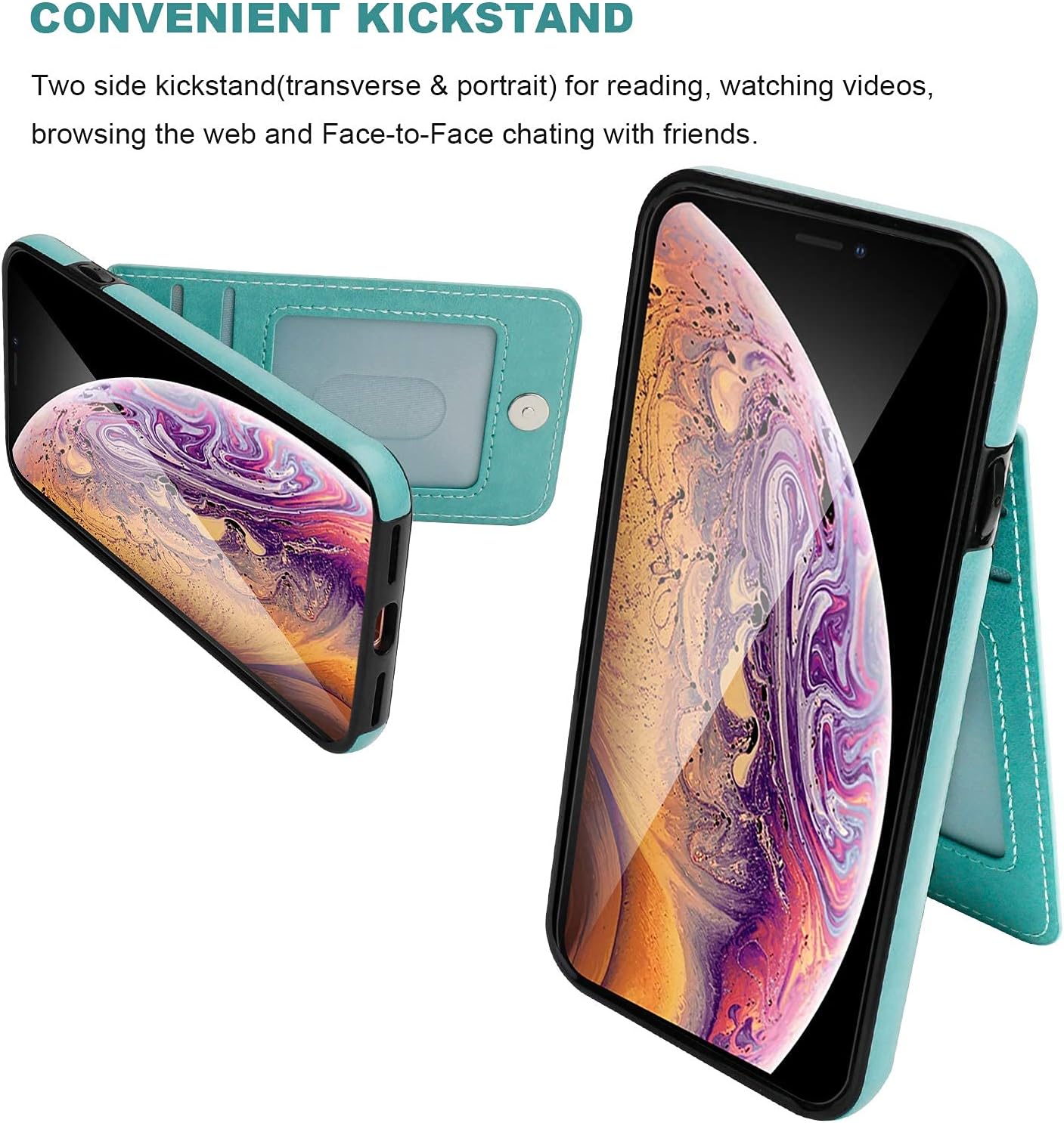 Vaburs iPhone Xs iPhone X Case with Wallet Card Holder,Embossed Mandala Pattern Flower PU Leather 4 Card Slots Kickstand Shockproof Protective Flip Cover for iPhone Xs/X 5.8 Inch(Green)