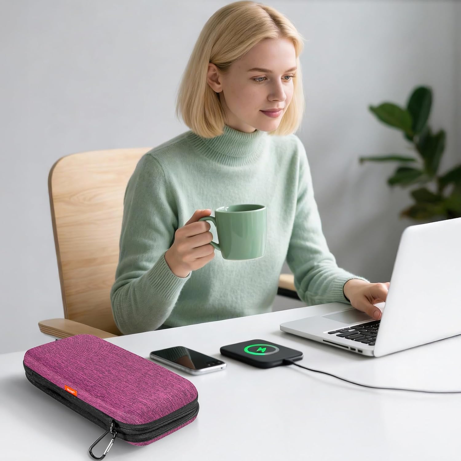 Double-Layer Hard Shell Carrying Case - Electronics Organizer Travel Case with Multiple Pocket - Portable Tech Accessories Zipper Pouch Bag for Cord, Cable, Charger, Phone, Power Bank, USB, SD Card