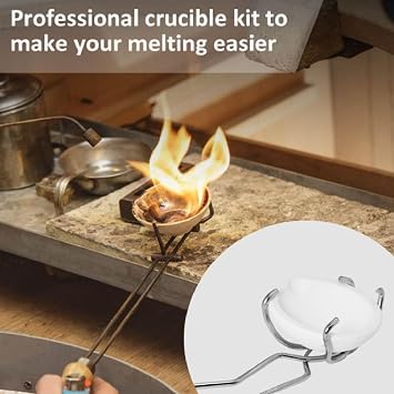 4pcs Quartz Crucible Set, 3 Sizes 100g 150g 250g, High Temperature Resistance 2800F, Crucible Bowl with ClipTongs, for Melting Metal