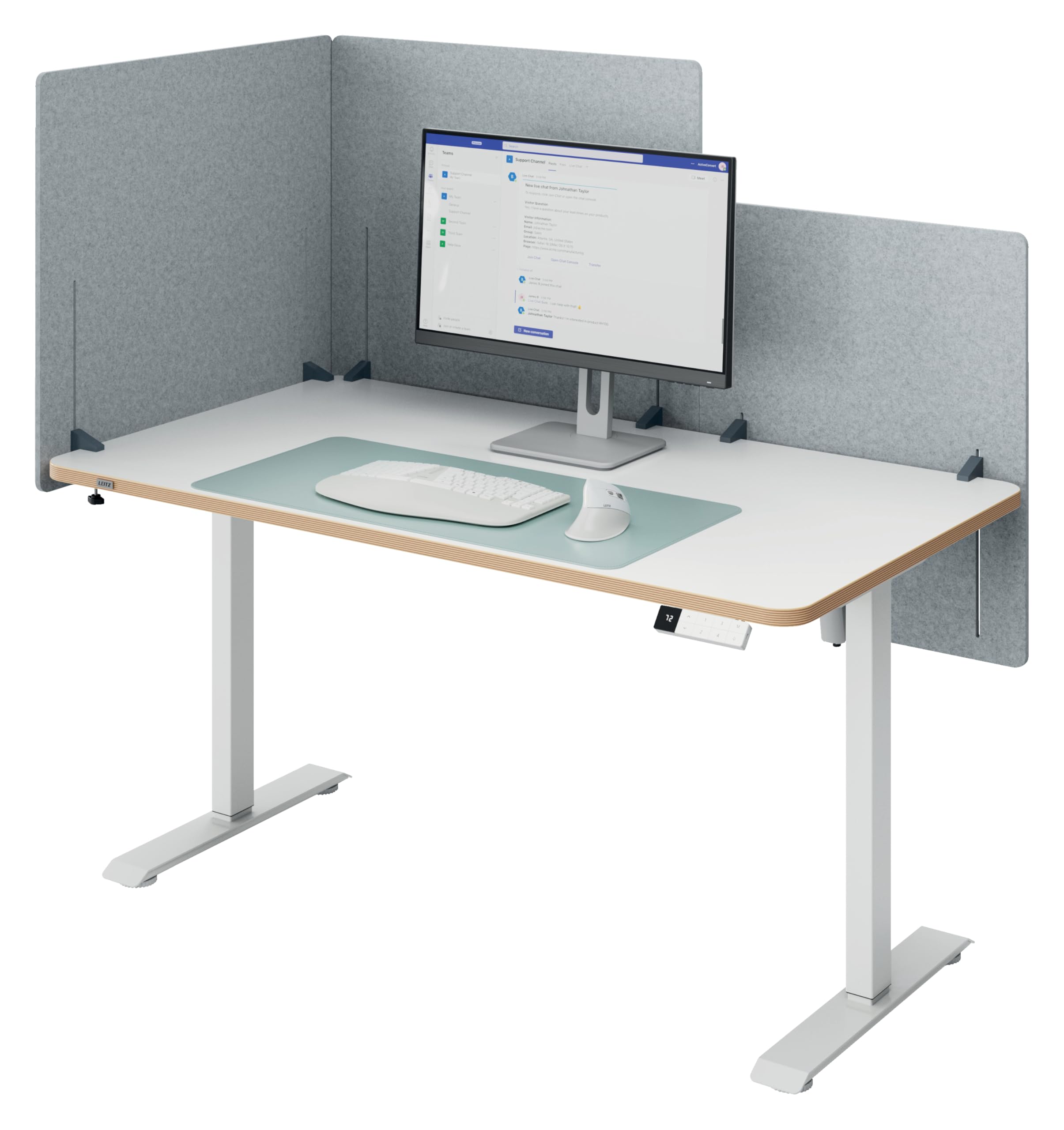 Leitz Divisorio Scrivania Regolabile in Altezza - Pannello Scrivania con Regolazione Continua, Materiali Fonoassorbenti e Morsetto Sicuro - 80 x 70cm