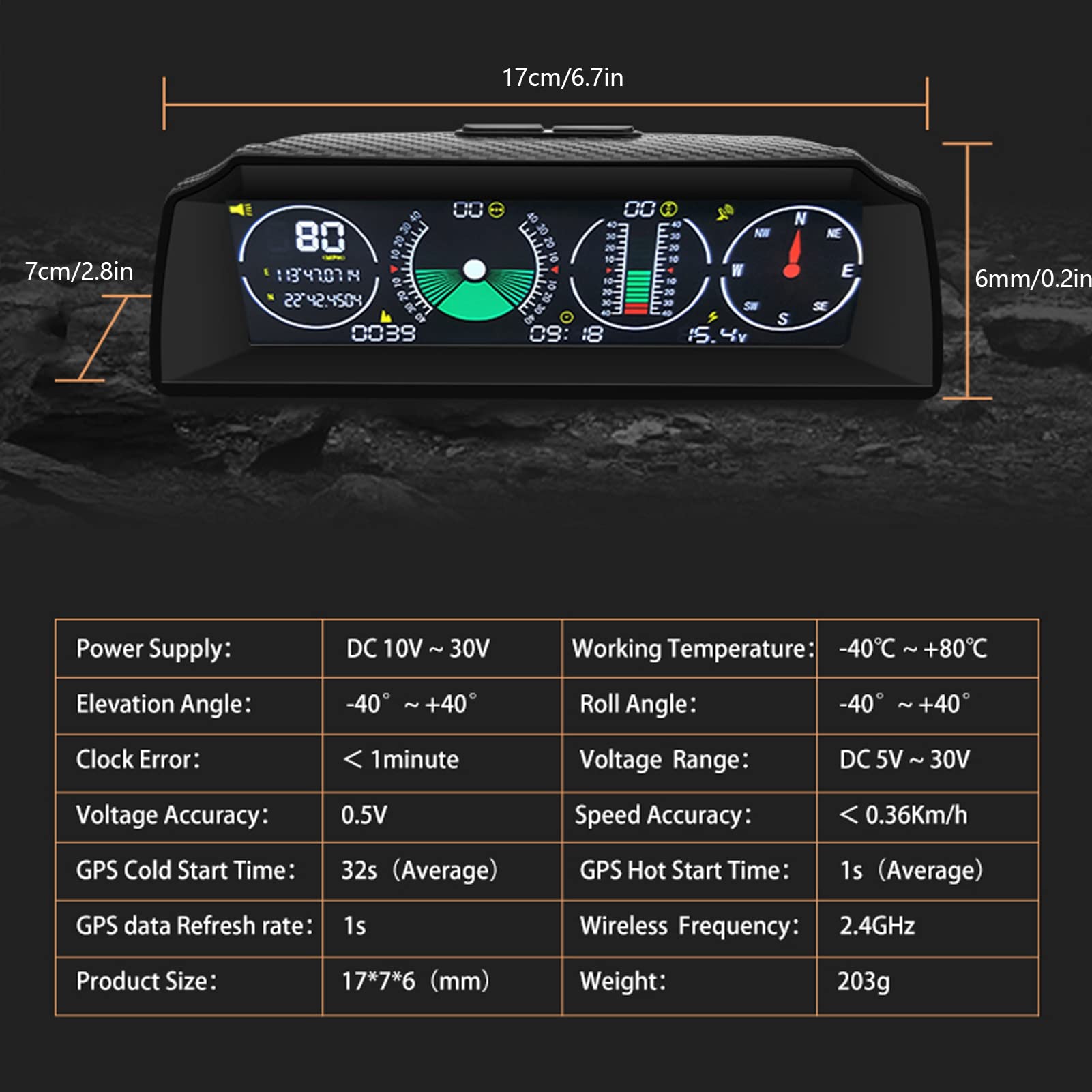 KIMISS Universal Smart Hud Display, ABS PC Car Escort GPS Satellite Speed ​​​​Time Speeding Alarm Funzione Display Bussola