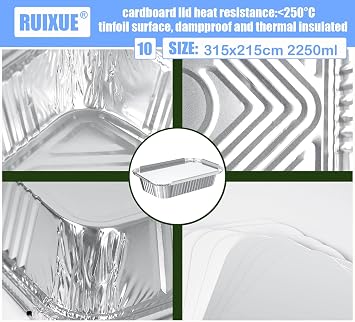 RUIXUE 40 Pieces Disposable Aluminium Foil Trays, 2250ml, 1100ml and 800ml Multi-Size Reusable Aluminium Dishes for Cooking and Roasting.