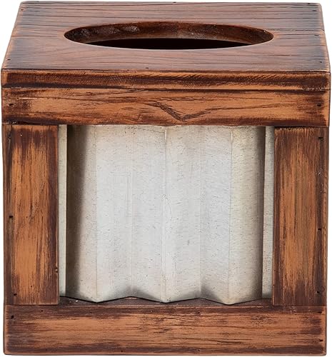 Miniatura 7 de Mind Reader Soporte rústico para pañuelos, caja recargable para servilletas, toallitas faciales, panel inferior deslizante, detalles de acero