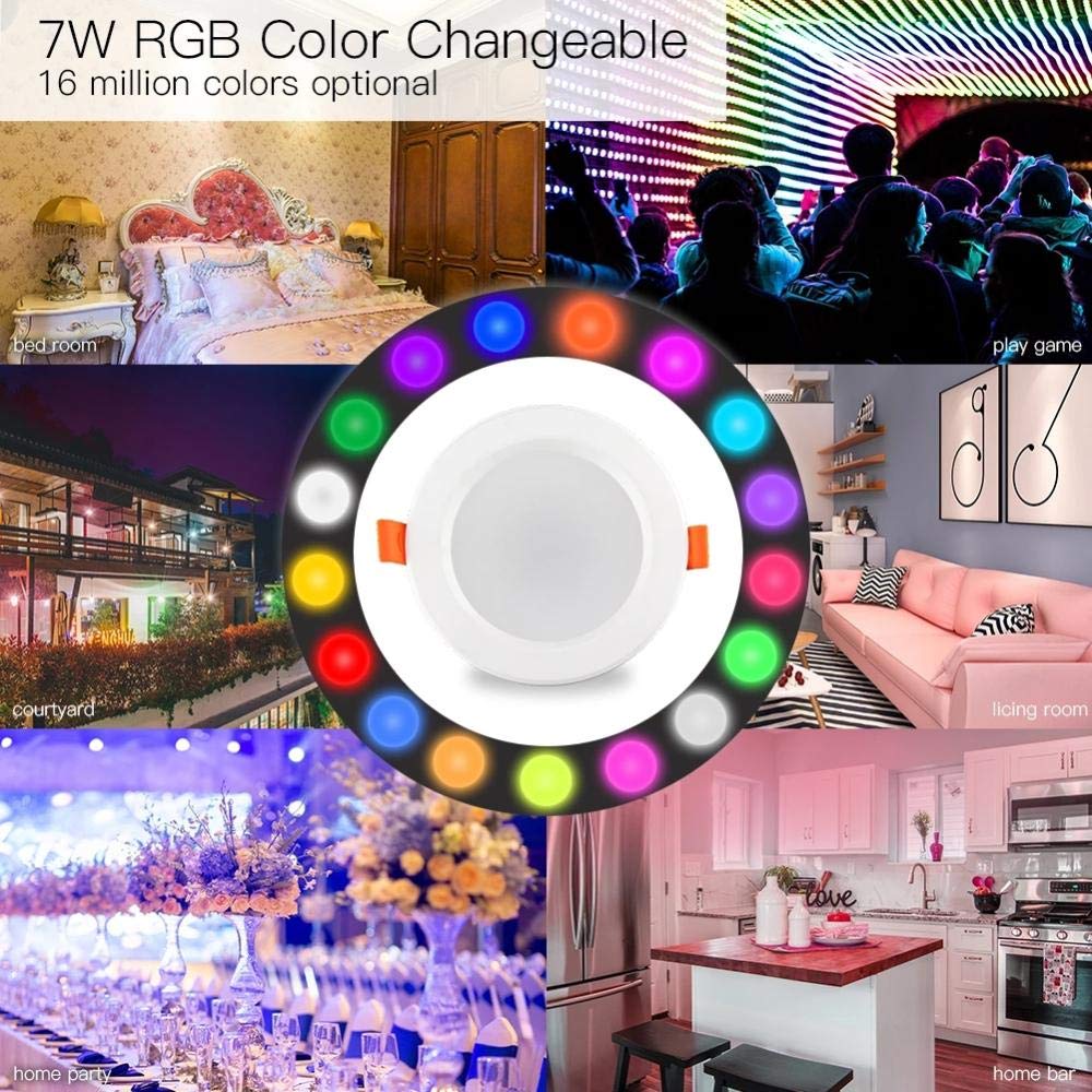 WiFi Smart LED Downlight Dimmerabile Faretto rotondo 7W RGB Cambio colore 2700K-6500K Lavora con Alexa Google Home-RGB_2_PCs