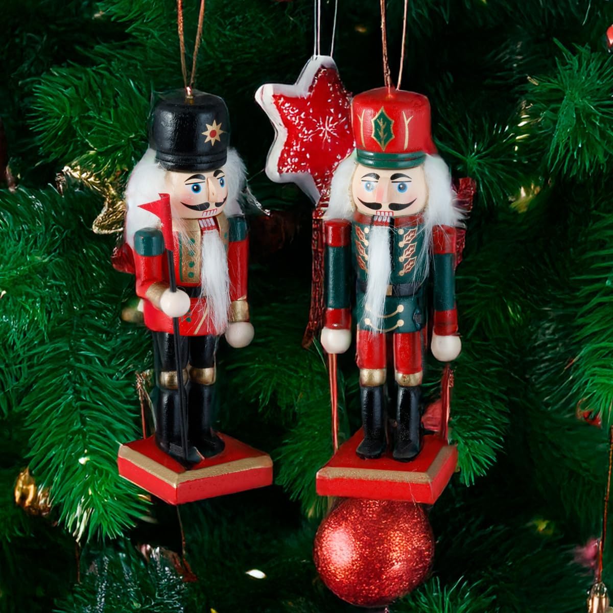 2 ASKILI AHŞAP NOEL EKRAN 12CM Noel DEKORASYONLARI ADDOBBI