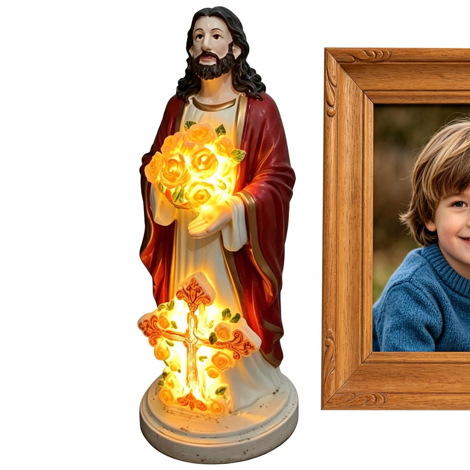 Statues religieuses Jésus en résine décoration extérieur maison et jardin 20cm