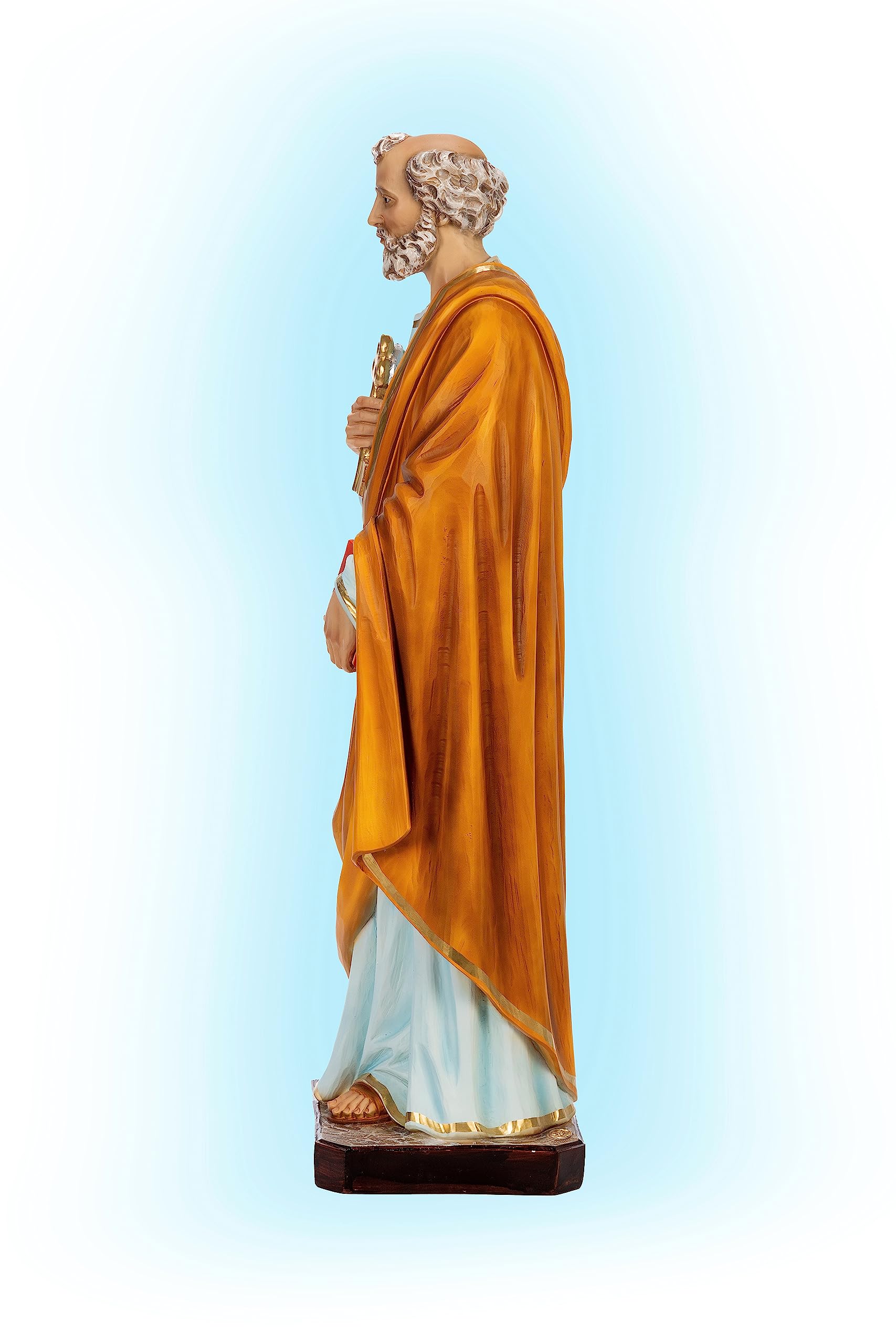 OVUNQUE PROTEGGIMI Statua di San Pietro 60 cm (23,62'') in resina dipinta a mano adatta per interni ed esterni. Prodotto artigianale italiano (occhi dipinti)