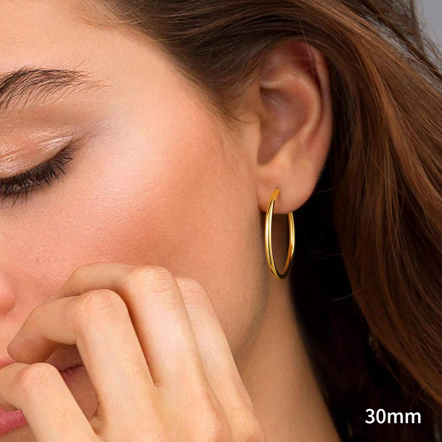 M MOOHAM Gold Plated Hoop Earrings for Women - Hypoallergenic 14K Gold Plated Hoops Earrings Set for Sensitive Ears Earring Stack for Women Trendy Jewelry Gifts Lightweight 13-60mm