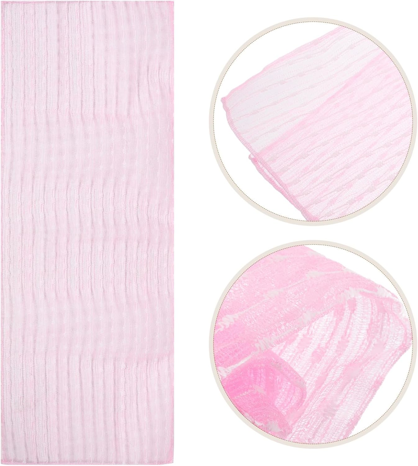 SEWACC Exfoliating Shower Towel Long Strip Body Scrubber for Men and Women, Korean Design Pink Washcloth Made of Nylon and Polyester, Massaging and Removes Dead Skin Cells for Bathing