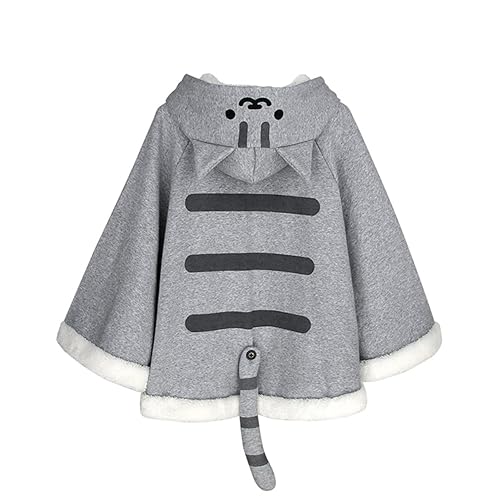 CORIRESHA Gray Cute Catpaw Print Soft Fleece Outwear Chi's Sweet