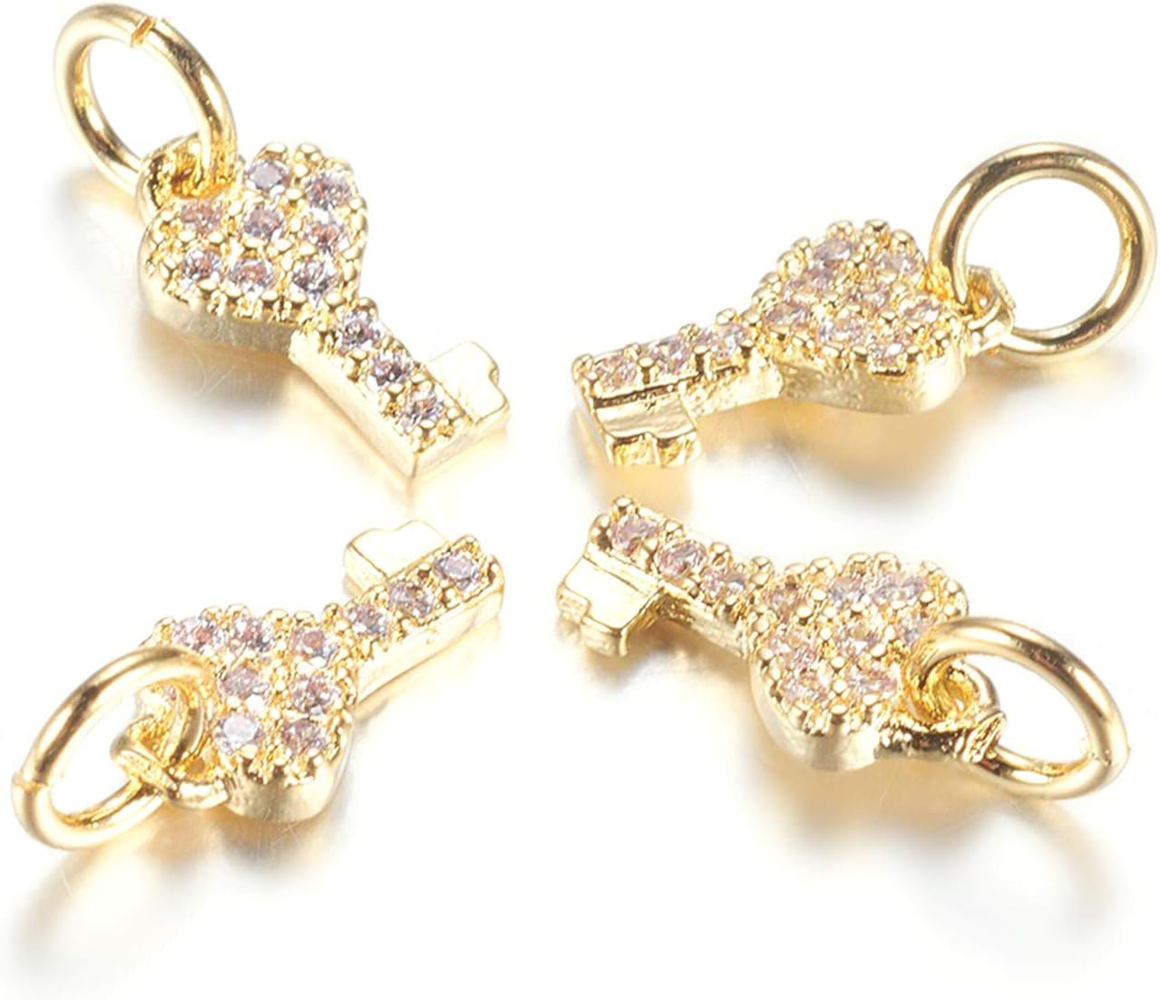 Craftdady Cubic Zirconia Alloy Charms Heart Shaped CZ Micro Pave Stone Pendants for Jewelry Craft Making