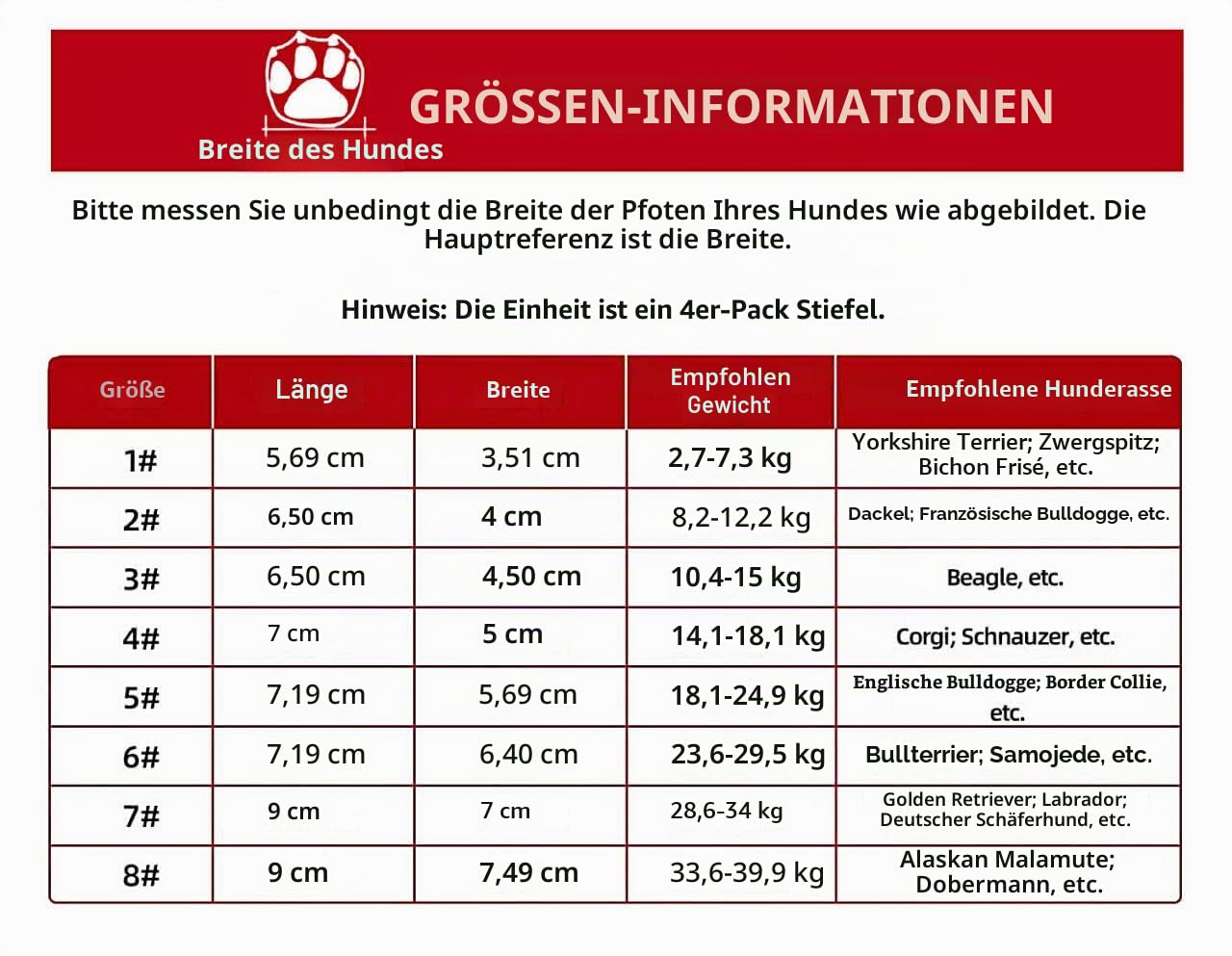 Truelove Pfotenschutz Hundestiefel,Wasserdicht Hundeschuhe mit Reflektierenden Riemen für Kleine, Mittelgroße und Große Hunde