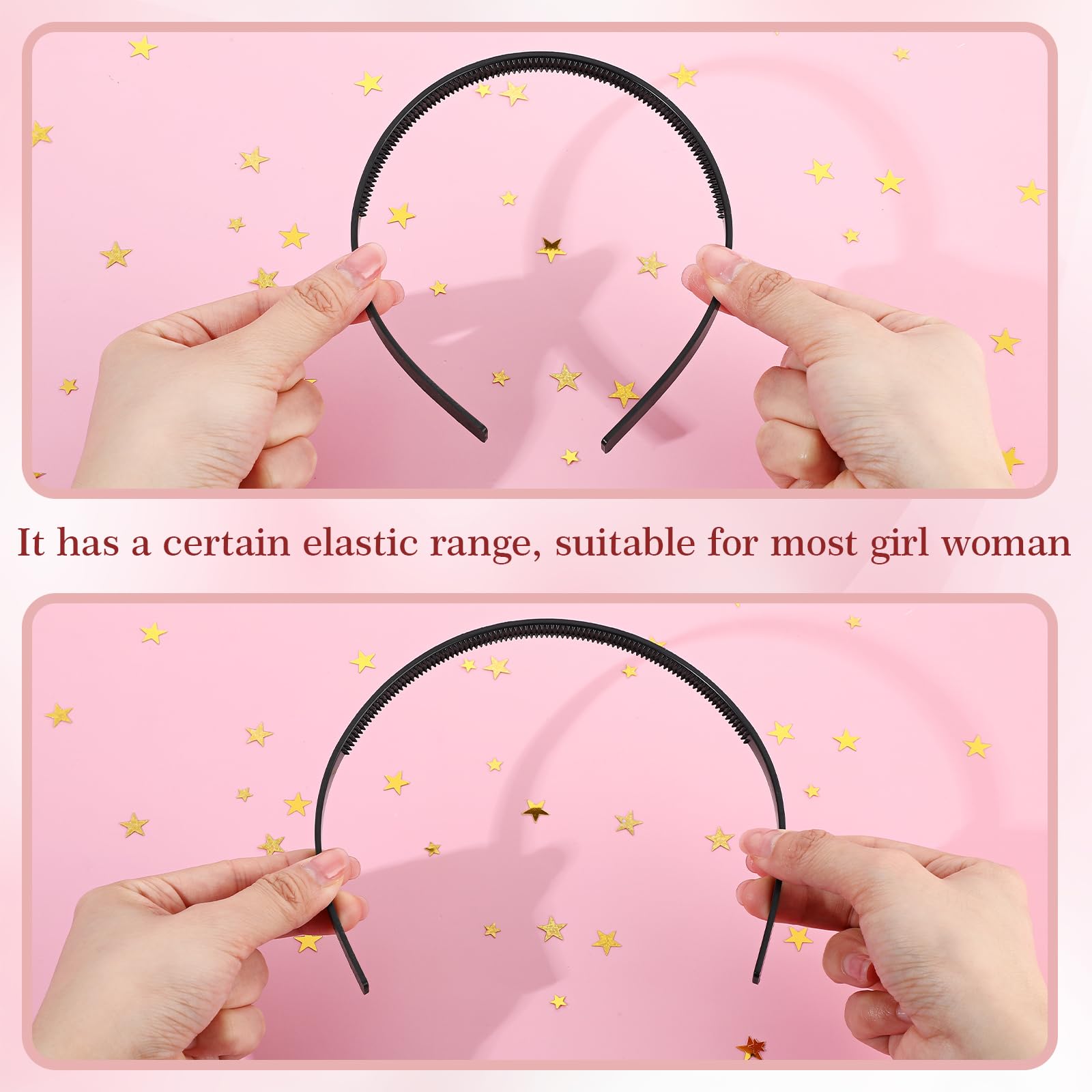 Juego De 2 Diademas De Plástico En Zigzag, Diadema De Dientes De Tiburones Peine Para El Cabello Accesorio Para Mujeres Damas Ninas Negro