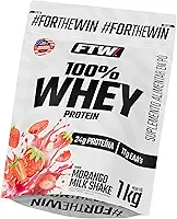 FTW 100% Whey Protein com Proteína Concentrada WPC, para Atletas com Alto Valor Biológico, Suplemento Pós-Treino Sem Glúten - Refil 1kg (Sabor Morango Milk Shake)