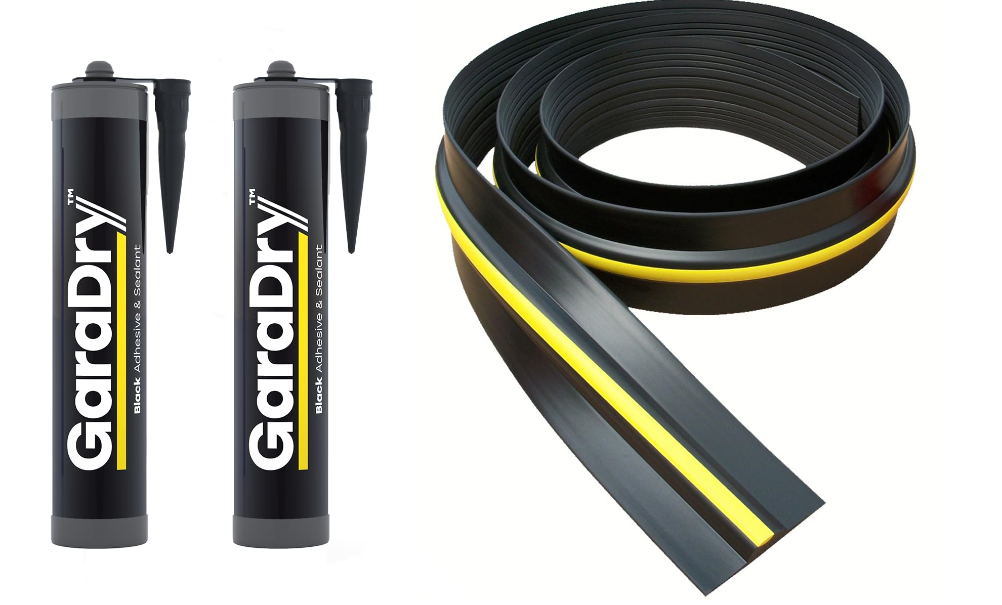 15mm High Garage Door Threshold Seal Kit 6.17m Length | Flexible PVC | Complete Kit Includes 2 Adhesives | GaraDry