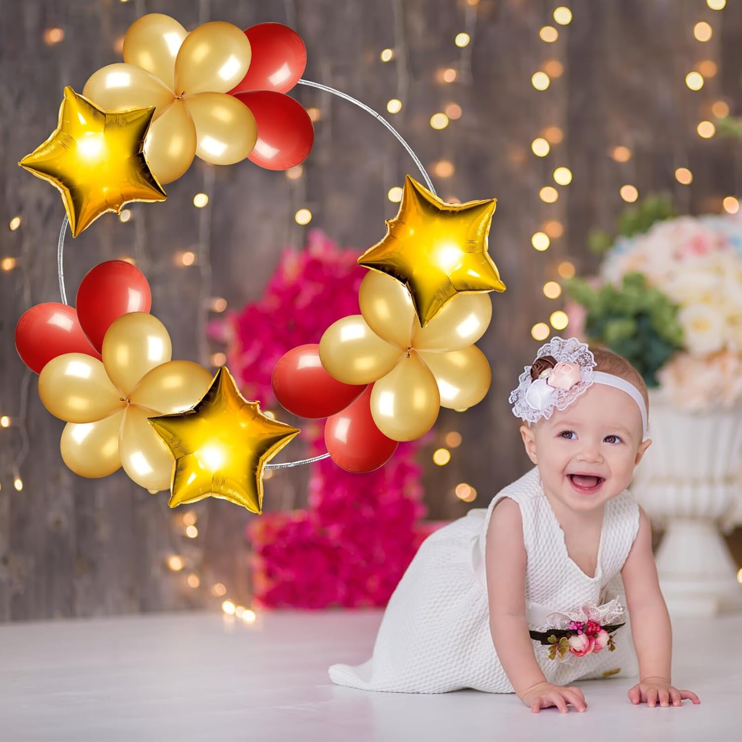 2 Sets round Balloon Arch Frames Silver Balloon Ring Decoration Kit for Wedding Ceremony Party and Birthday Event Decor