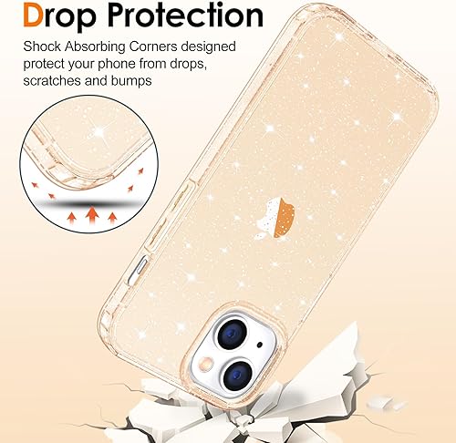 Miniatura 4 de Hython Funda para iPhone 15 Pro Max con purpurina, bonita funda transparente con purpurina brillante, TPU suave antiarañazos, ajuste delgado, a