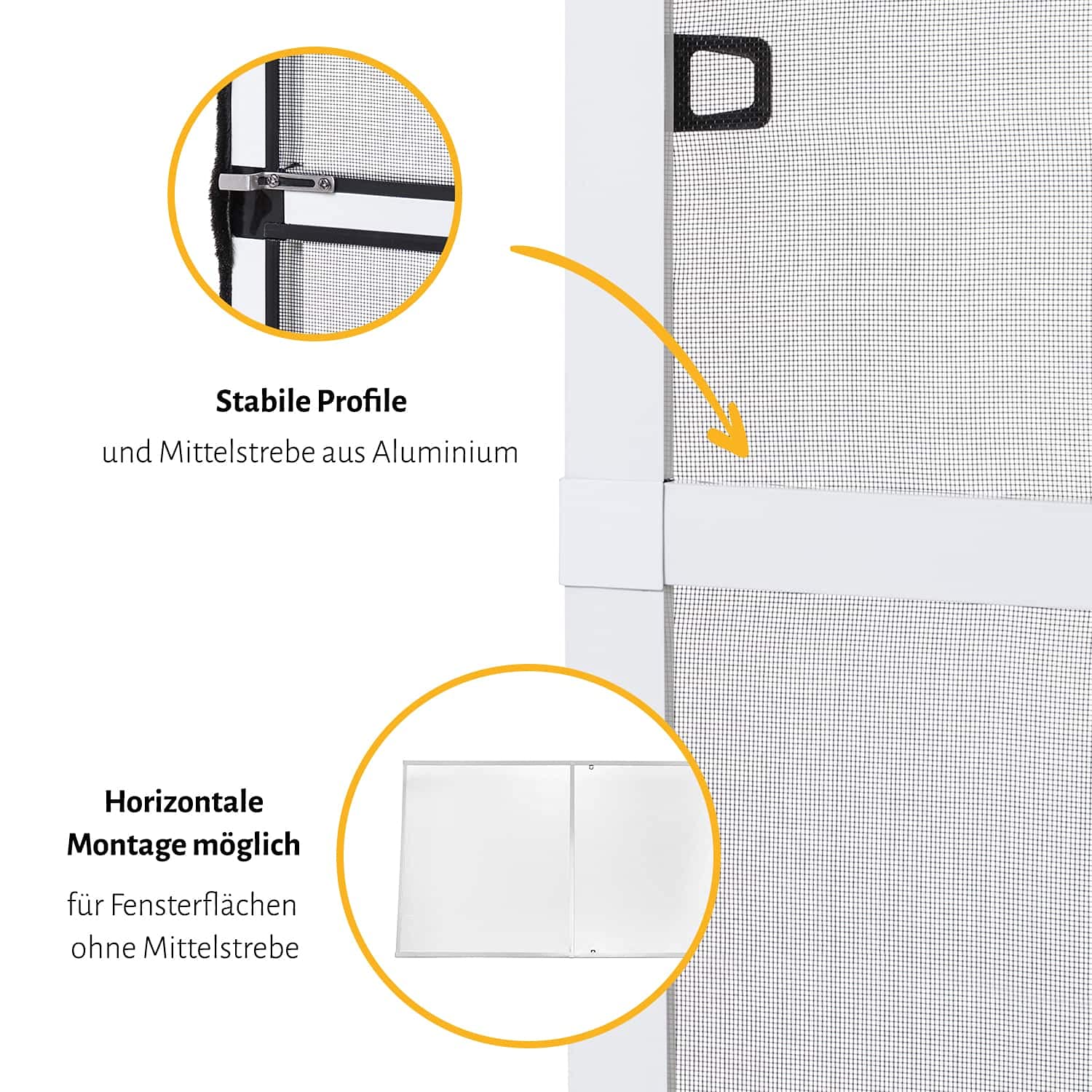 empasa Insektenschutz Fliegengitter für bodentiefe Fenster MASTER SLIM XL extra groß mit Alurahmen individuell kürzbarer Selbstbausatz, 130 x 220 cm, Farbe:weiß