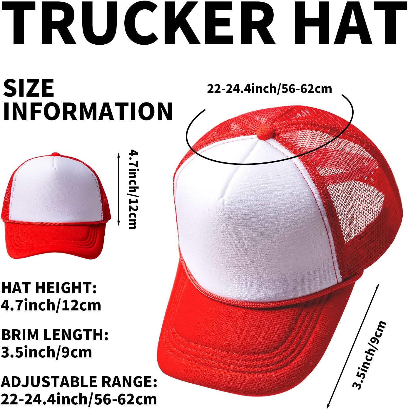 10 Blank Trucker Hats Bulk with Decorative Ropes,Men and Women Hat Bulk Heat Transfer Graffiti Hats - Image 4