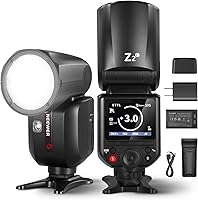 Vista 10 de NEEWER Z2-N 2.4G TTL Flash de cabeza redonda Speedlite para Nikon, interfaz de usuario mejorada, 2 lámparas de modelado ajustables, tecla TTL/M