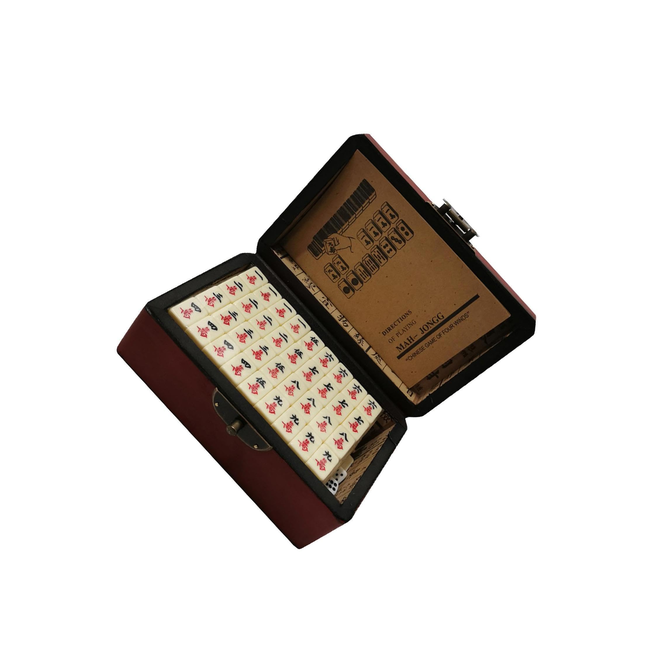Boîte de Mahjong Traditionnelle Chinoise en Bois, Facile à Lire et à Transporter. Amusez-Vous en Famille Tout Moment ! Version Portable et Pratique des tuiles de, Couleur Unique