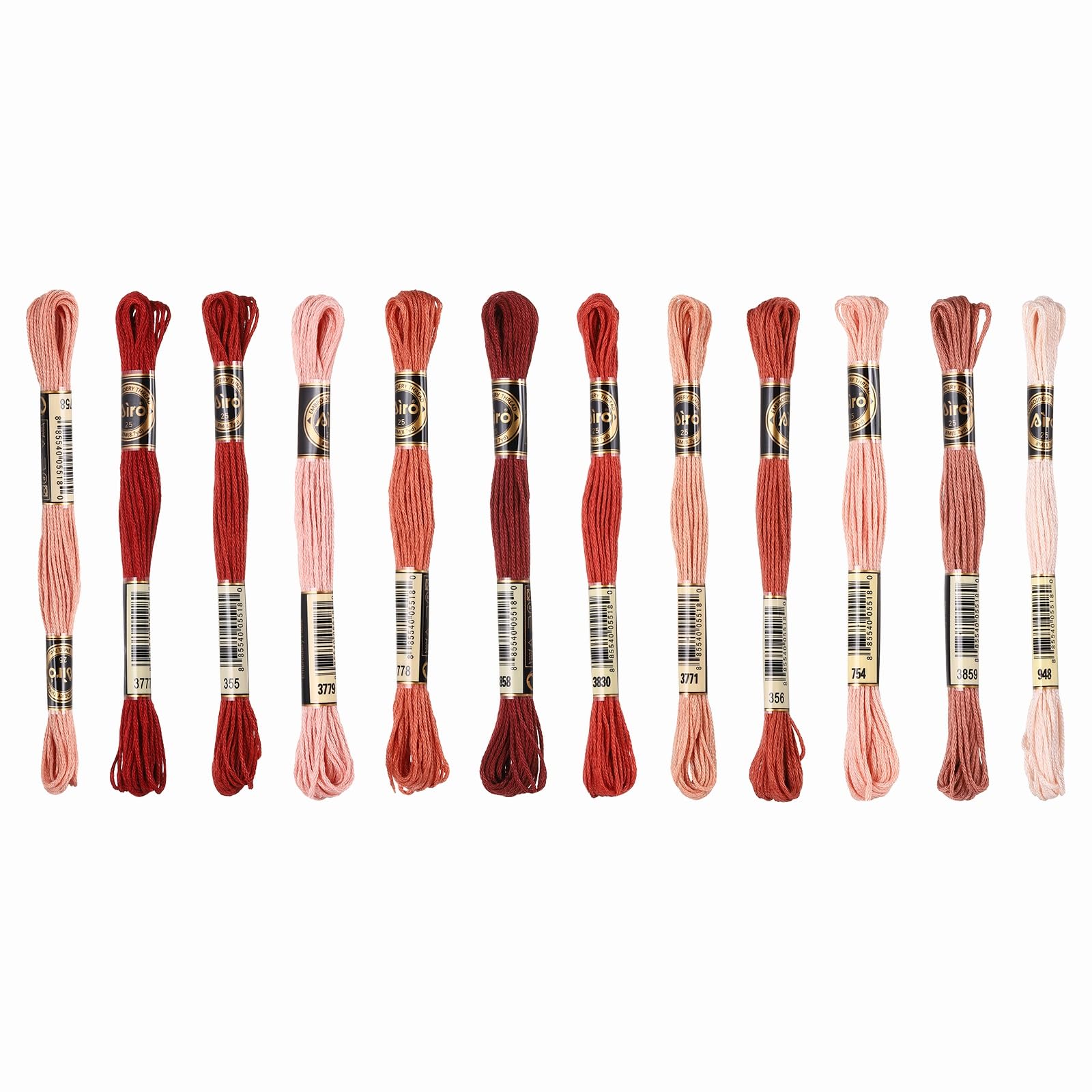 PATIKIL 12 Skeins Embroidery Floss Polyester Embroidery Threads Bracelets String for Cross-Stitch Hand Embroidery, Light Red