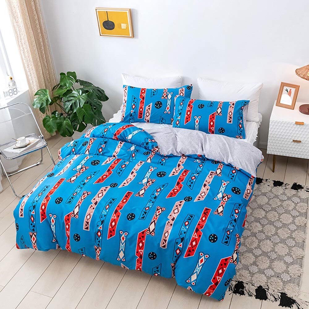 Parure de lit 220x240 cm avec housse de couette imprimée et taies AB07