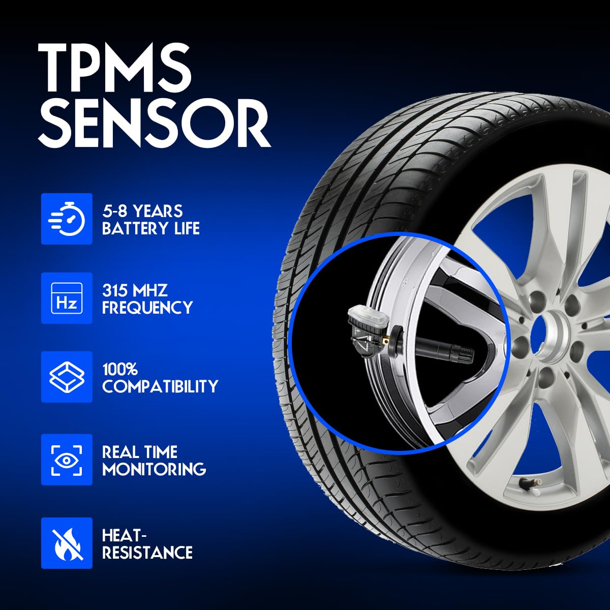 TPMS Tire Pressure Monitor Sensor, Compatible with Buick Enclave Lacrosse Regal,Cadillac CT6 XT4 XT5, Chevy Camaro Cruze Malibu Traverse, GMC Acadia Sierra, Replace#13516165