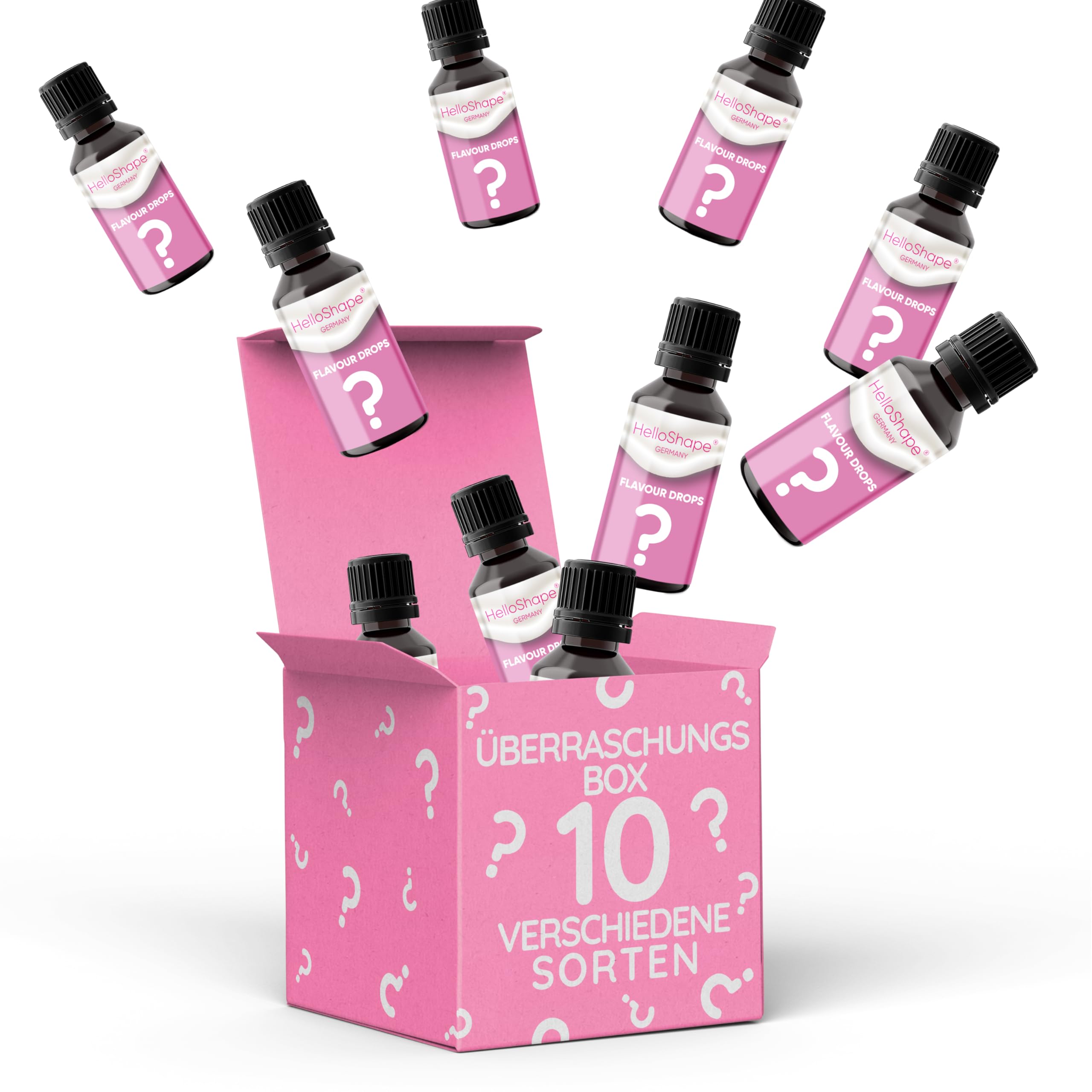Flavour Drops - Caja sorpresa sin azúcar, 10 x 30 ml, gotas de sabor sin calorías para endulzar con dosificador, vegano, para yogur natural, avena o requesón