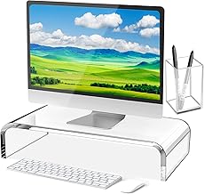 Acrylic Computer Monitor Stand - Clear Monitor Stand Riser, Desk Monitor Stand, Acrylic Monitor Stand, Computer Stand for Desktop Monitor, Computer Monitor Riser for Laptop, PC, Multimedia