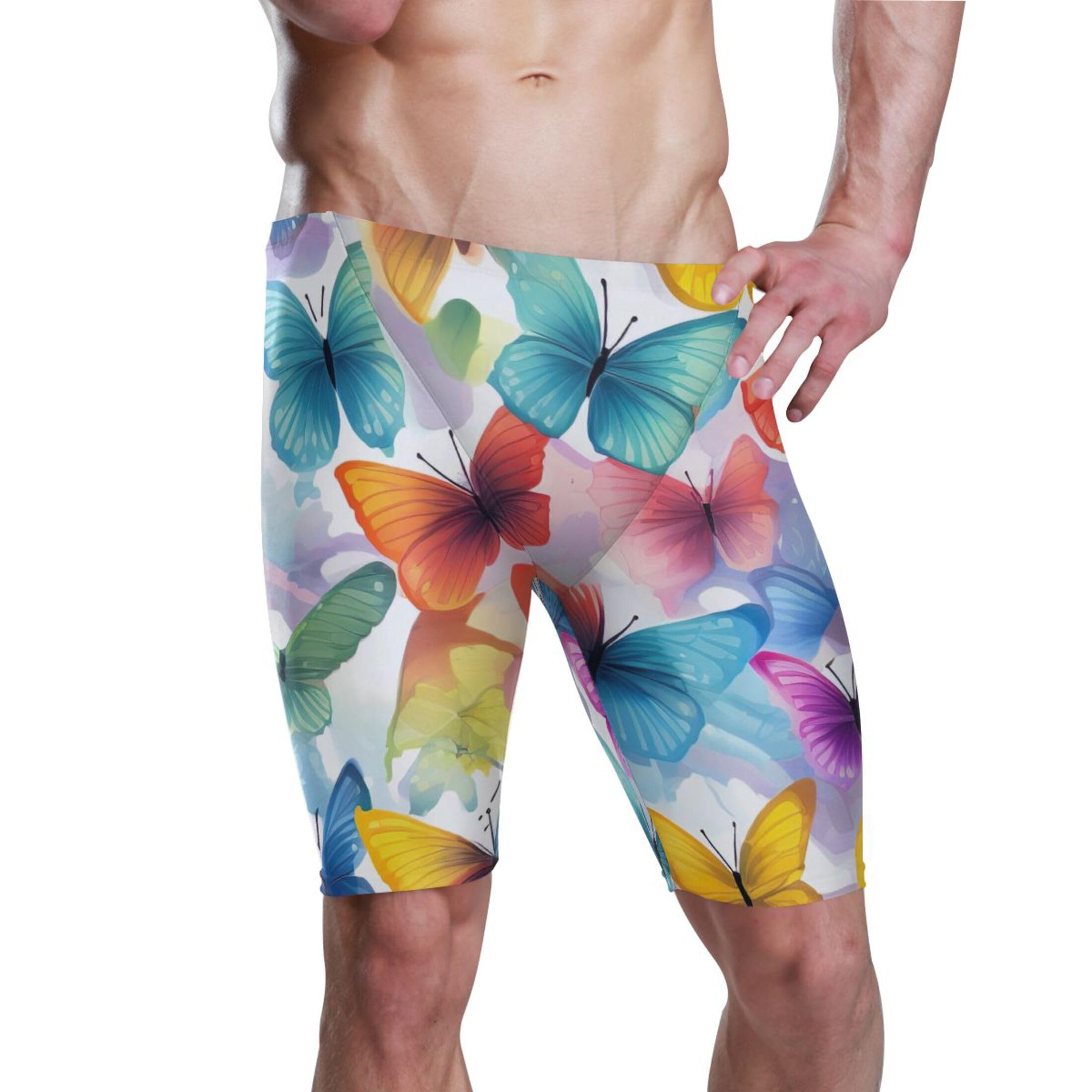 UMIRIKO Color Butterfly Swim Jammers for Men Athletic Durable S B0401718