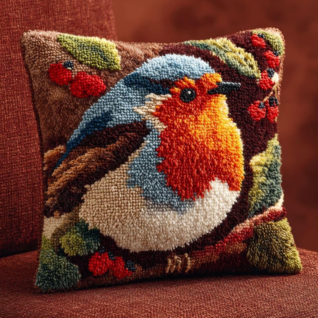 Henypt Latch Hook Kits Pillow Bird