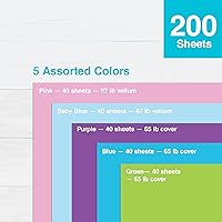 Vista 4 de PrintWorks Fantasy Land - Papel de cartulina de 8.5 x 11 pulgadas, 200 hojas, 5 colores surtidos de fantasía, ideal para proyectos escolares