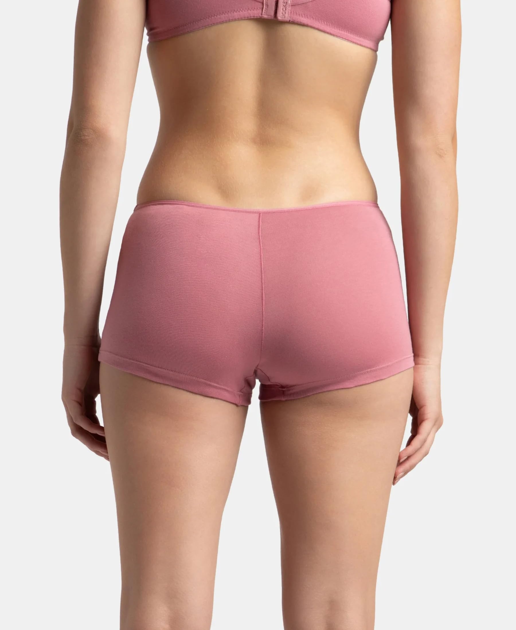 Jockey SS04 Women's High Coverage Super Combed Cotton Elastane Stretch Boy Leg with Concealed Waistband and StayFresh Treatment (Pack of 2)_Beet Red & Heather Rose_S - Image 8 thumbnail
