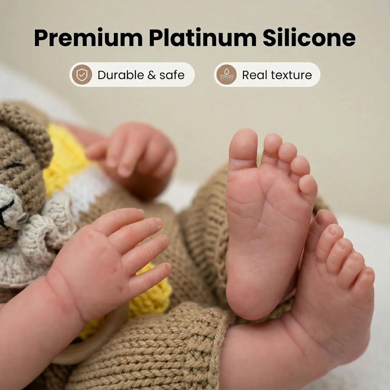Anano Liquid Solid Platinum Silicone Baby Doll Full Body Girl 19 Inch 3kgs Squishy Reborn Baby Dolls 100 Percent Silicone Doll Squishy Babies with Implanted Eyelashes for Kids & Collector