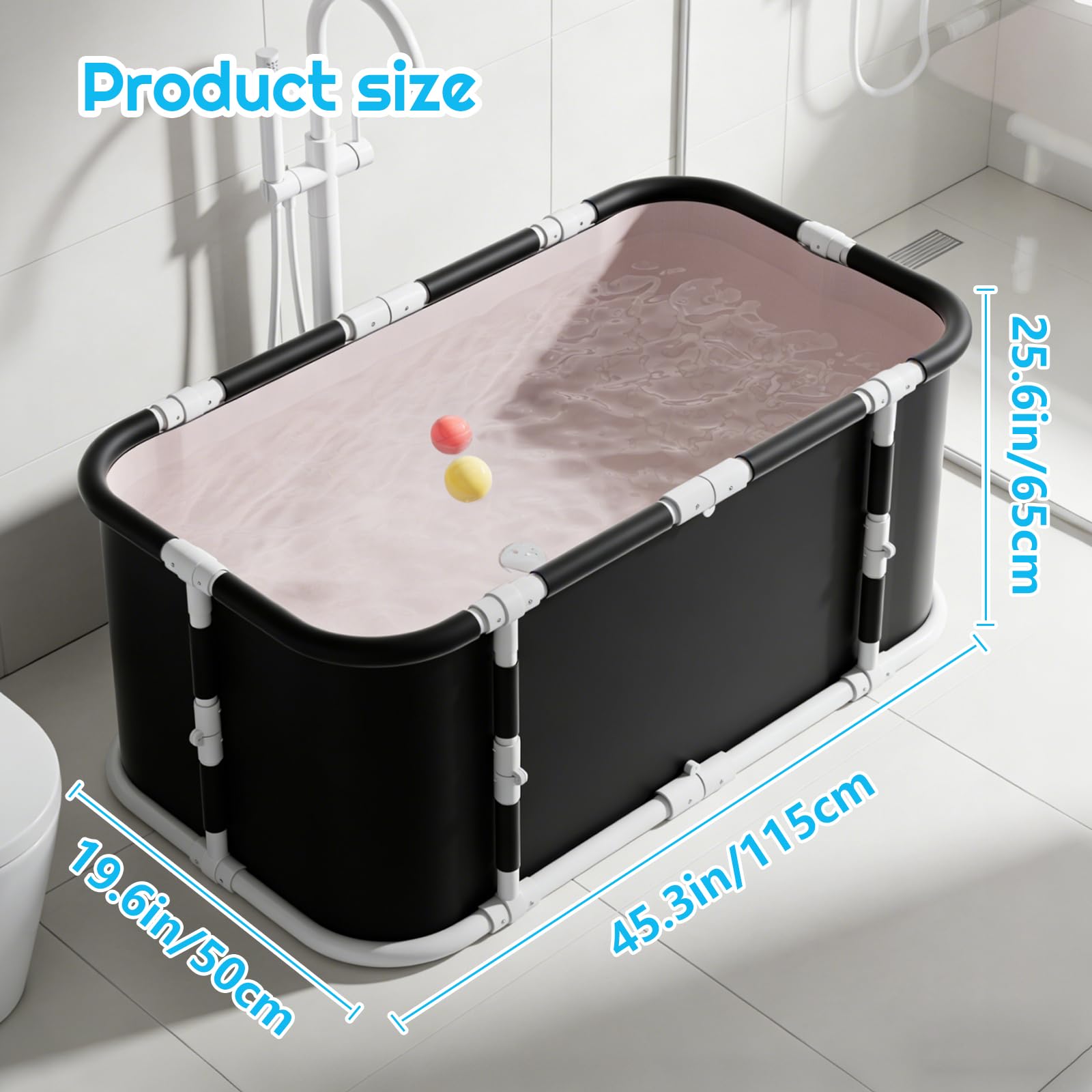 YYW Vasca da bagno pieghevole, grande vasca da bagno portatile per casa all'aperto palestra (set da 3 pezzi)