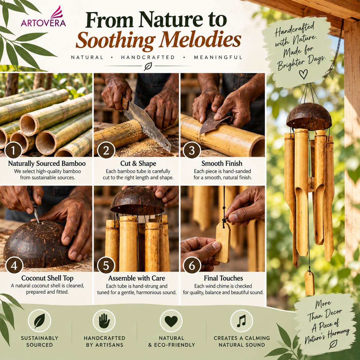 Bamboo Wind Chime - Relaxing Sounds & Gifts -5