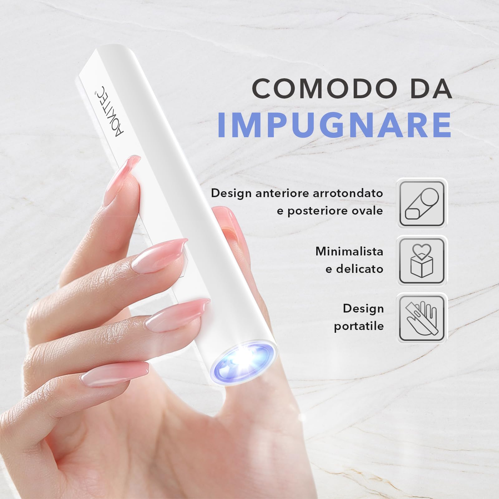 Aokitec Lampada UV LED Unghie, Lampada portatile per unghie, lampada semipermanente unghie, Unghie delle mani e dei piedi ad asciugatura rapida, Previene l'oscuramento della pelle intorno alle unghie