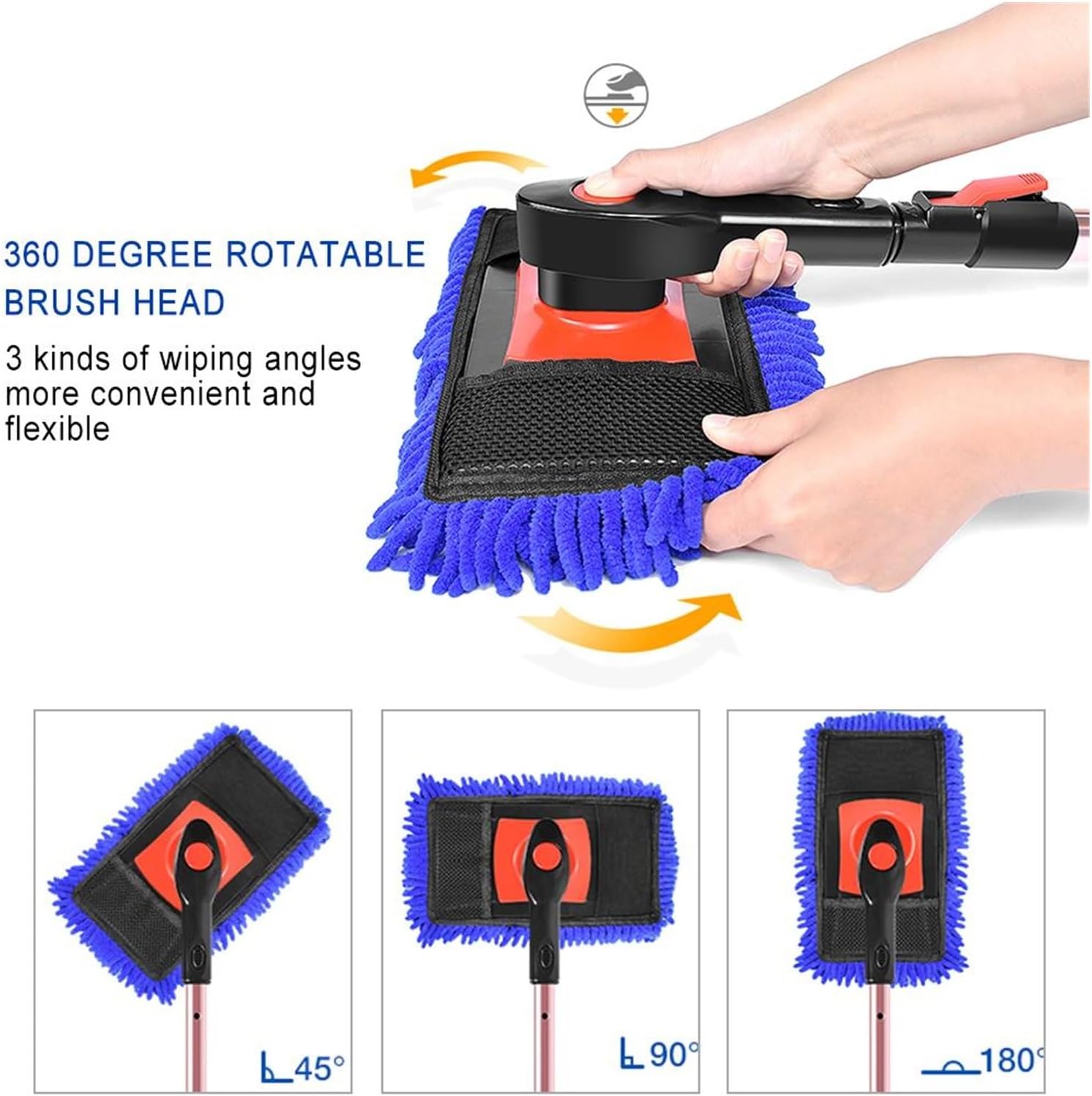 KANGYEBAIHUODIAN 2-in-1 ロングシェニールマイクロファイバーウォッシュモップ 360 度ウェットモップ伸縮式多