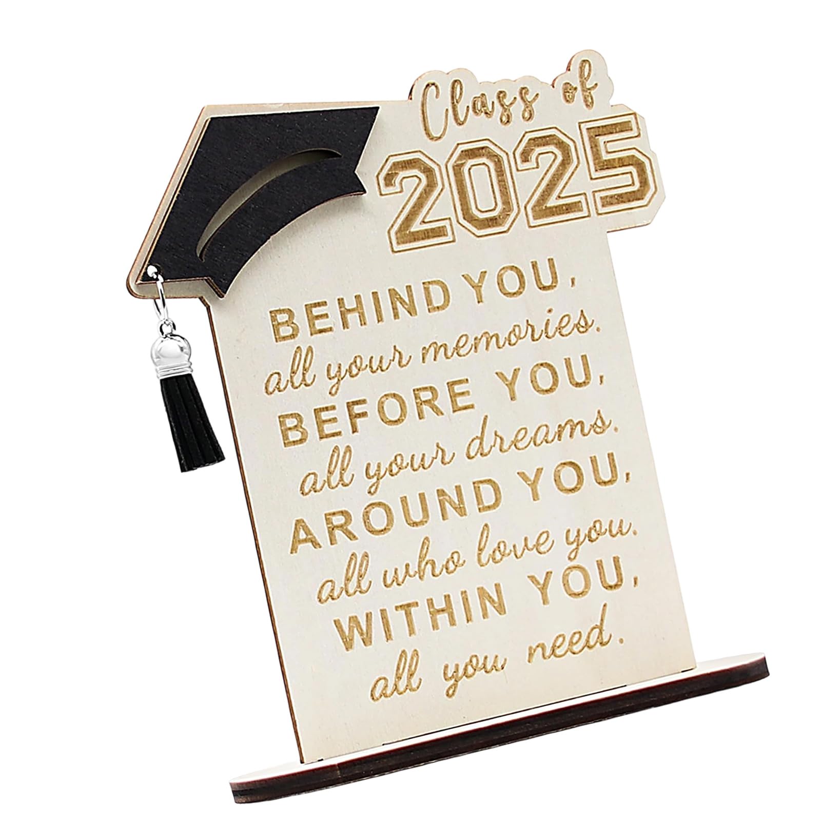 Xjdzineq Wood Sign Ornament Class of 2025 Graduation with Stand for Grads Student Shelves Desk Decoration Graduation