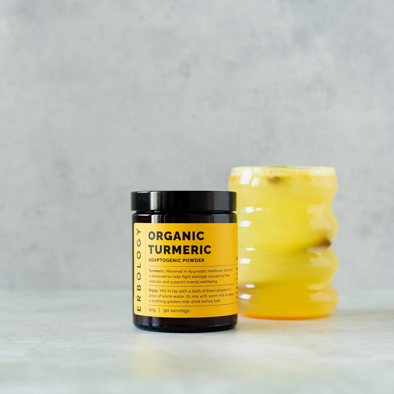 Erbology Organic Turmeric Powder 3.2 oz - 90 Servings - 5.5% Curcumin - No Additives or Preservatives - Sustainably Sourced Straight from Farm in India - Vegan - GMO-Free