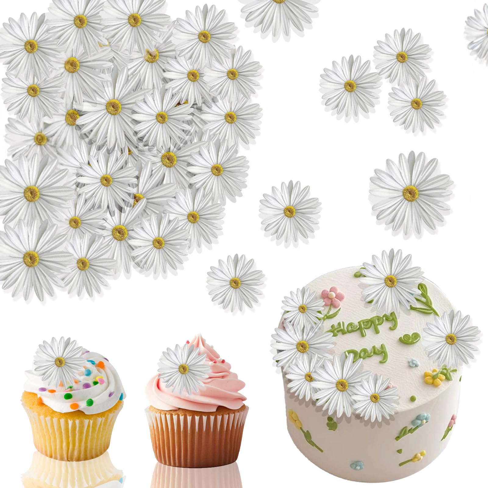24 decorazioni per cupcake a forma di margherita, decorazioni