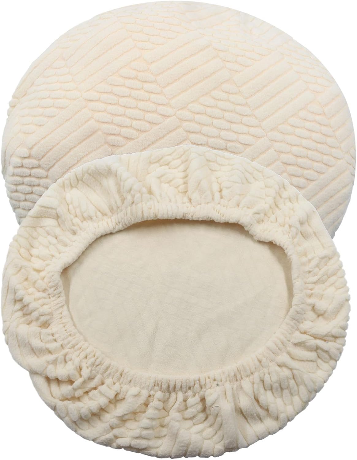 2-Pack Elastic Round Stool Covers, Cotton, Beige
