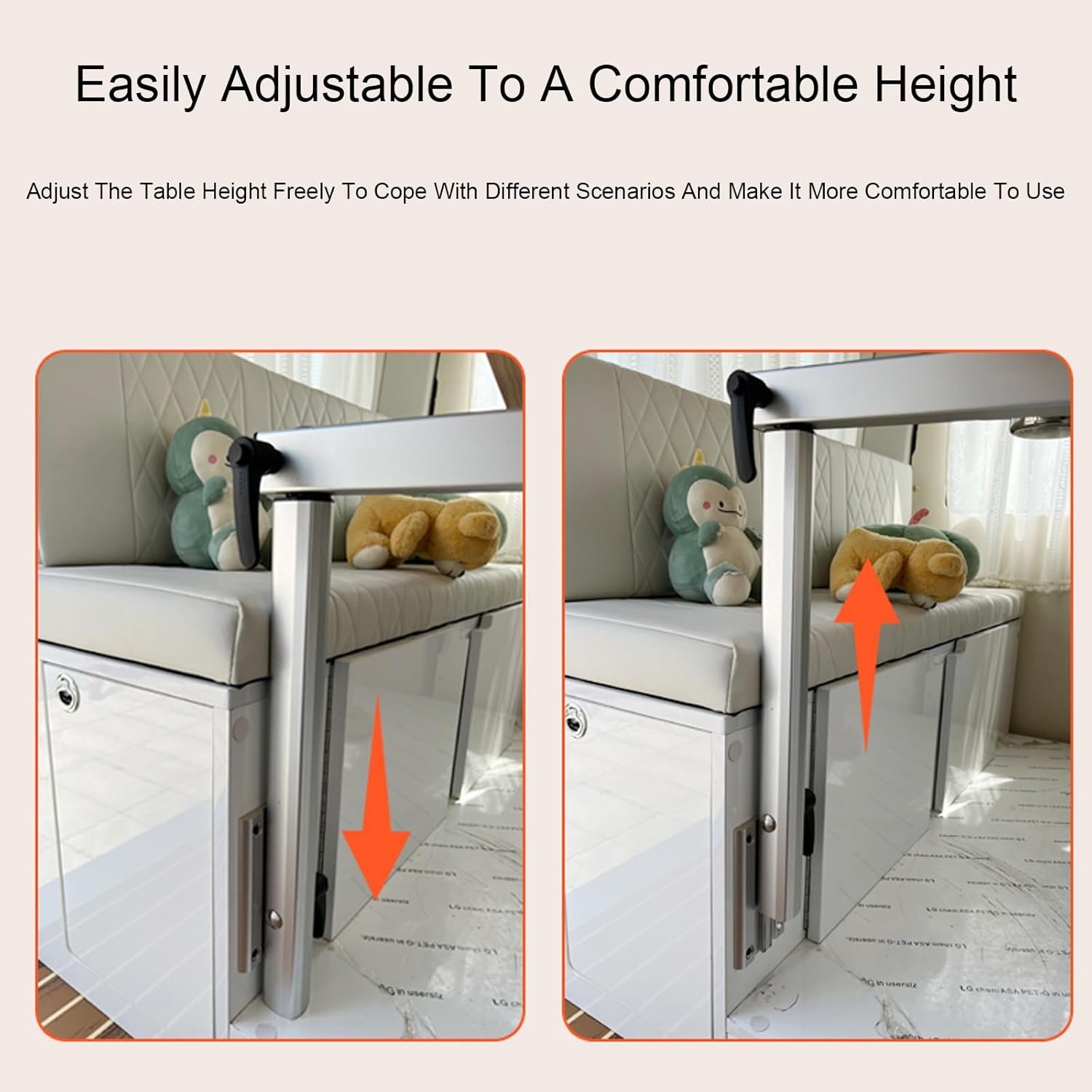 Foldable RV Tables, RV Dinette Table, 360°Removable and Rotatable Folding Table with Adjustable Height Load Capacity 100 Kg(Brown)