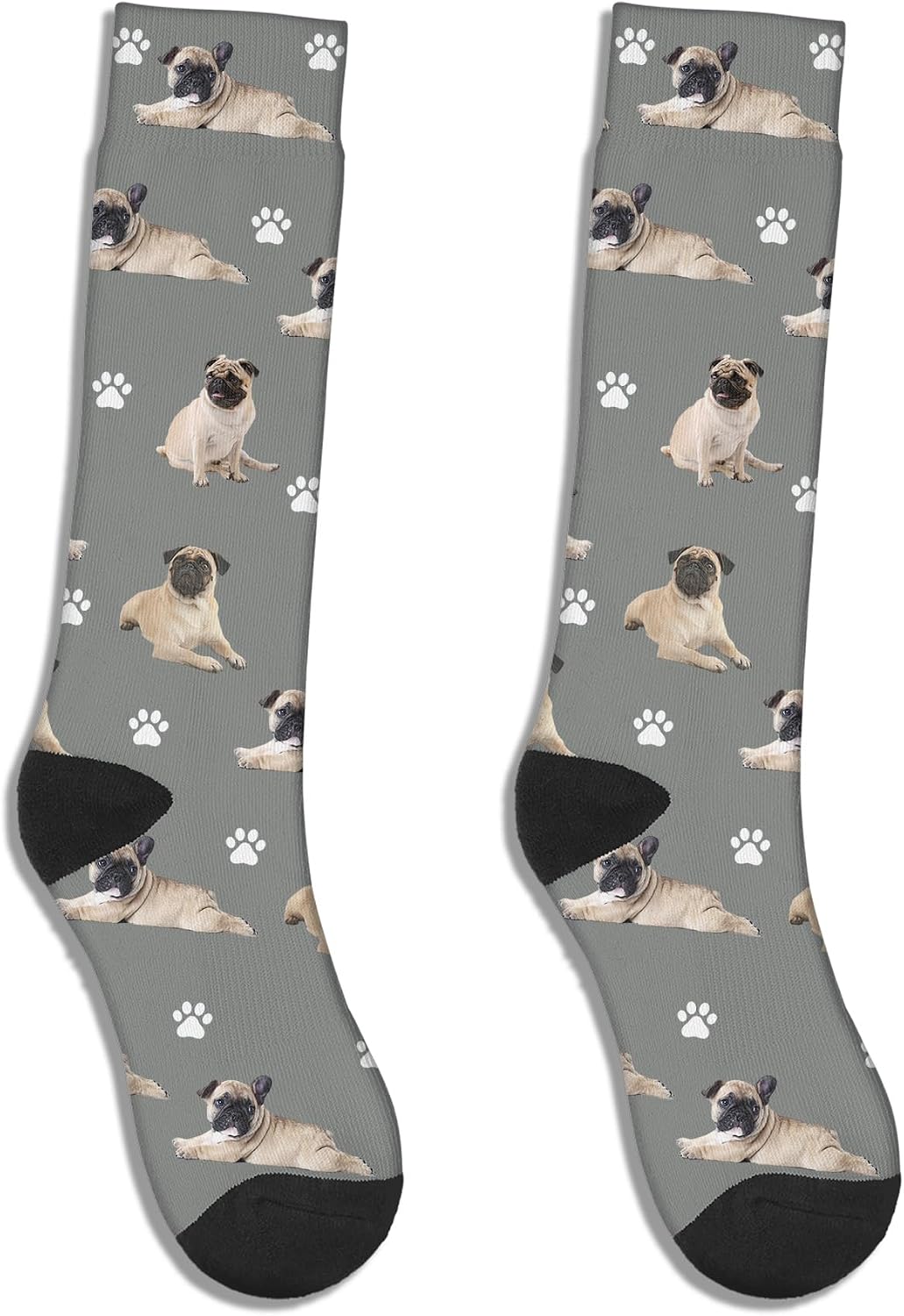 Funny Pug Crew Socks,Cute Dog Athletic Running Socks