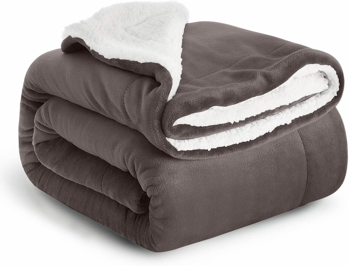 Casabella Sherpa Fleece Blanket - Blankets and Throws for Sofa Bed - Thick Warm Throw Blanket for Double Bed - Soft Fluffy Bedding, Travel Accessories - Double, Grey, 150x200cm